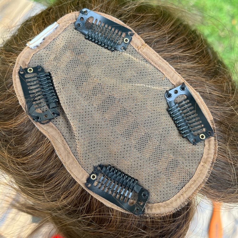 HAIR TOPPER CHIN LENGTH SOFT QUALITY RED AND BROWN SYNTHETIC FIBER CLIP IN HAIR - Picture 5 of 15